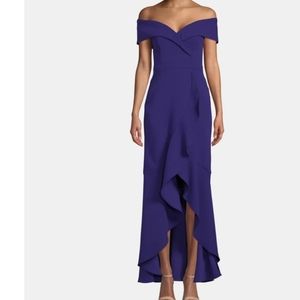 Xscape Royal Blue Off-shoulder Hi-Lo Dress Size 12